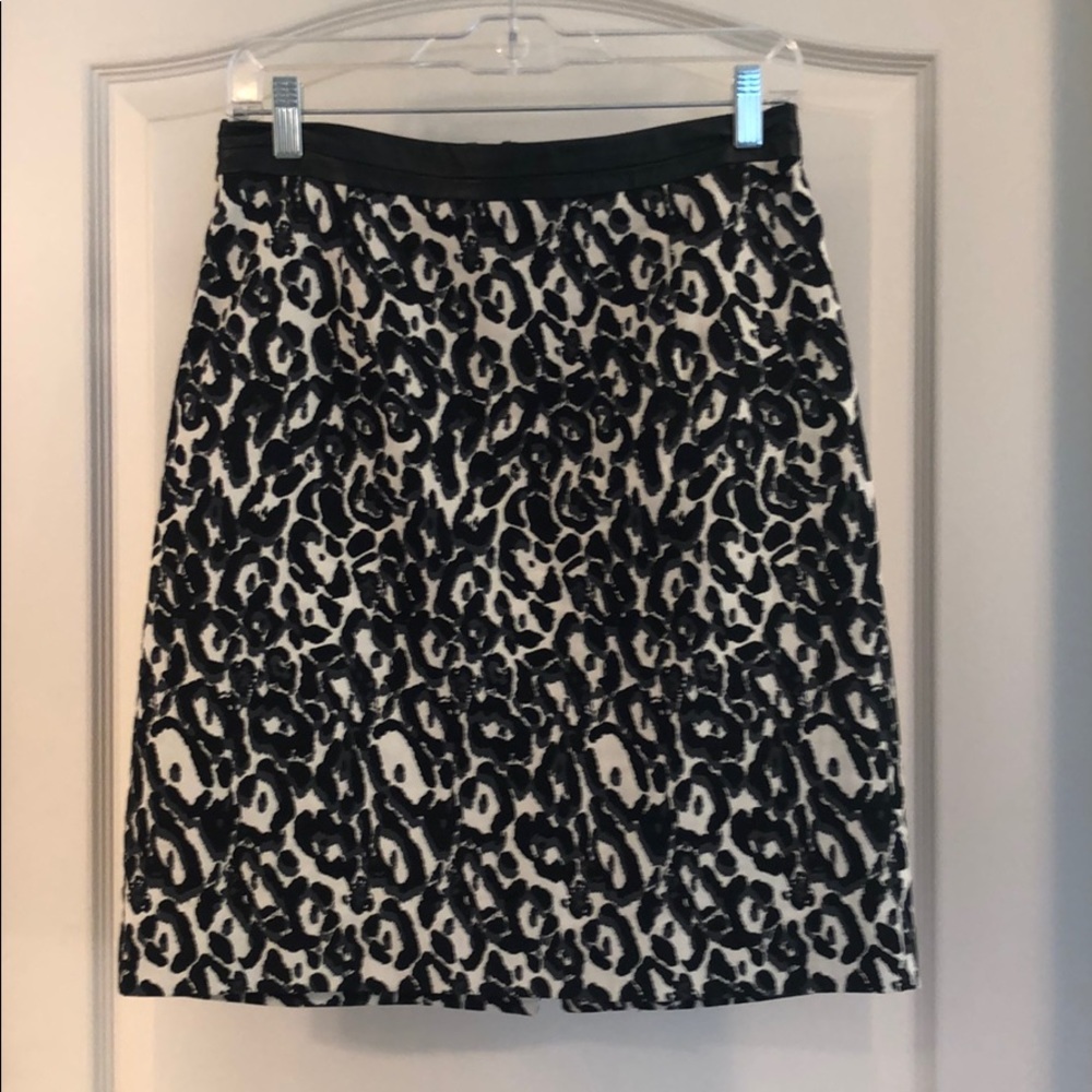 Milly black and white leopard skirt
